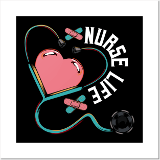 Nursing - Nurse Life - Stethoscope Heart Medical Nursing Posters and Art